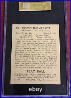 1940 Playball #88 Mel Ott Sgc 84 7 Near Mint 500 Home Run Club