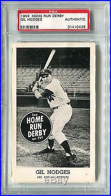 1959 Home Run Derby Gil Hodges L. A Dodgers PSA 1 RARE! Edwards Chevorlet Ad Back