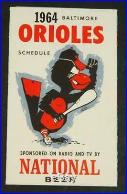 1964 Baltimore Orioles Baseball Pocket Schedule National Beer Home Run Derby