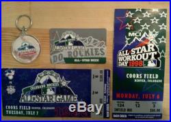 1998 COORS FIELD ALL STAR GAME & Home Run Derby Tickets, Key Card & Key Chain