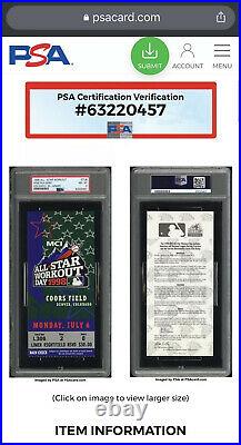 1998 MLB All Star Game Ken Griffey Jr Home Run Derby Ticket Stub PSA 8 Colorado