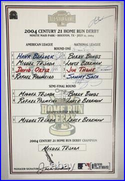 2004 MLB Home Run Derby Signed Duplicate Lineup Card 8 Signatures MLB Hologram