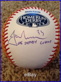 2008 All Star Home Run Derby Baseball ball Rawlings Signed Morneau Twins Yankees