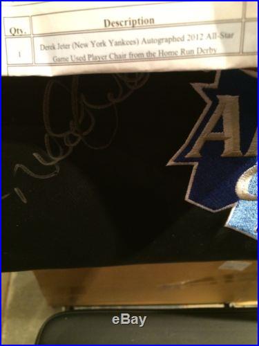 2012 Homerun Derby Used Signed Derek Jeter Chair- KC Original Box-Papers
