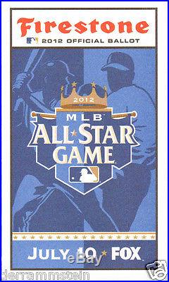 2012 MLB All Star Game Ballot Mint Unpunched Kansas City Home Run Derby
