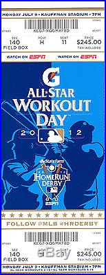 2012 MLB Authentic All Star Workout Day and Home Run Derby Ticket Stub 7/9/2012
