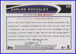 2012 Topps Update Home Run Derby Platinum 1/1 Carlos Gonzalez #US6 s5j