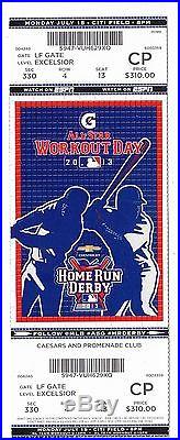 2013 MLB ALL STAR GAME HOME RUN DERBY WORKOUT DAY TICKET STUB 7/15/13 FV $310