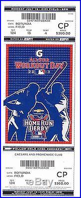 2013 MLB ALL STAR GAME HOME RUN DERBY WORKOUT DAY TICKET STUB 7/15/13 FV $360