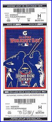 2013 MLB ALL STAR GAME HOME RUN DERBY WORKOUT DAY TICKET STUB 7/15/13 FV $635