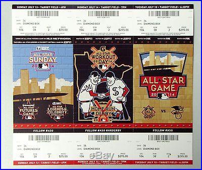 2014 MLB ALL-STAR GAME FULL EVENT UNUSED TICKET STRIP STUBS HOME RUN DERBY