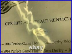 2014 Triston McKenzie signed Leaf Perfect Game Home Run Derby worn jersey auto