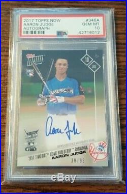 2017 Aaron Judge Rc Auto Psa10 Gem Mint Serial # 38/99 Topps Now Home Run Derby