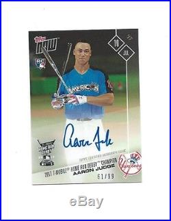 2017 Topps Now #346A Aaron Judge Home Run Derby Champion Autograph 61/99