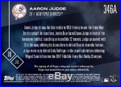 2017 Topps Now #346a Aaron Judge Autograph Card /99 Wins The 2017 Home Run Derby