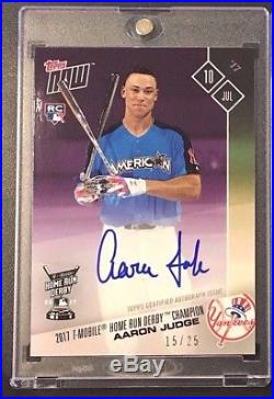 2017 Topps Now AARON JUDGE Home Run Derby Champion RC On-Card Auto PURPLE #15/25