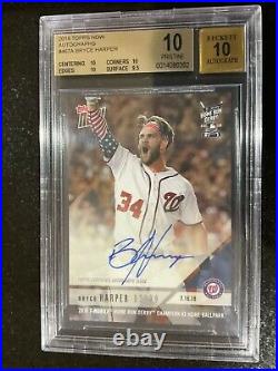 2018 Bryce Harper Auto Topps Now Card #467a Hr Derby Champ Nats Bgs 10- Black