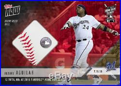 2018 T-mobile Home Run Derby Used Ball Card # To 10 Jesus Aguilar Topps Now