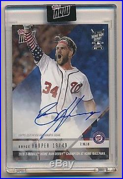2018 Topps Now BRYCE HARPER Home Run Derby Champion On-Card Auto BLUE #19/49