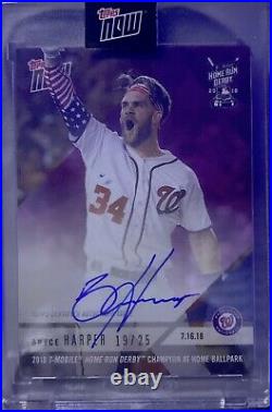 2018 Topps Now Bryce Harper Autographed Home Run Derby Card 19/25 Purple #467C