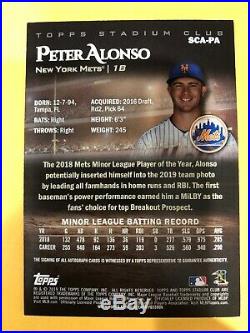 2019 Stadium Club Peter Alonso RC Auto SCA-PA Mets Home Run Derby Winner