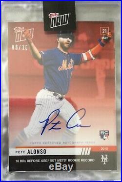 2019 Topps Now #257d Pete Alonso Auto /10 Rc Mets! Royhome Run Derby Champ