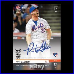 2019 Topps Now #493a Pete Alonso Auto /99 -2019 T-mobile Home Run Derby Winner