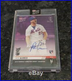 2019 Topps Now Home Run Derby Pete Alonso Purple Encased Rookie Auto #23/25 METS