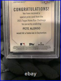 2021 Topps Home Run Challenge Winner September /188 Pete Alonso PSA 10 Pop 1