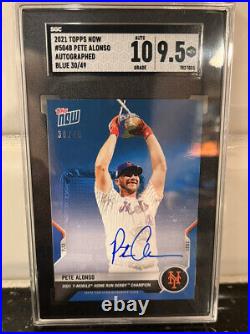 2021 Topps Now #504a Pete Alonso #30/49 Home Run Derby Ny Mets Sgc 9.5/10 Auto