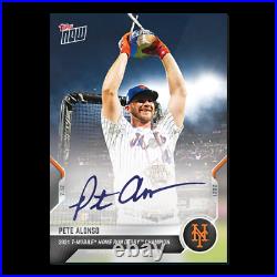 2021 Topps Now #504a Pete Alonso Auto /99 T-mobile Home Run Derby Champion