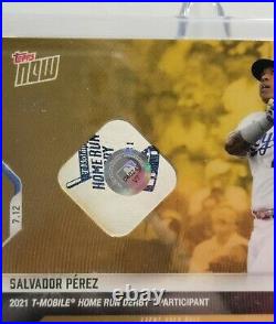 2021 Topps Now Salvador Perez 1/1 Gold Home Run Derby Used Ball Relic 498C