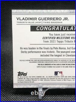 2021 Topps Tribute Vladimir Guerrero Jr Milestone Relic Home Run Derby 1/10 GU