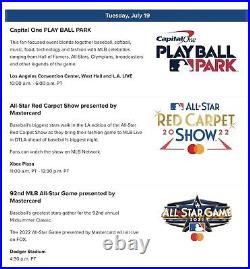 2022 MLB All Star Weekend Tickets Strip Home Run Derby Futures Game Softball