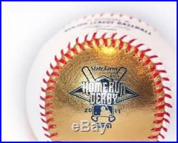 24 KT Gold Leather 2011 Home Run Derby Baseball in Glass Display Case