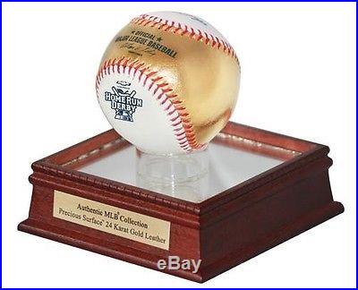 24 KT Gold Leather 2013 Home Run Derby Baseball in Glass Display Case