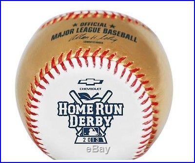 24 KT Gold Leather 2013 Home Run Derby Baseball in Glass Display Case