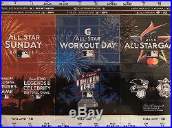 2 2017 MLB All Star Game / Home Run Derby / Sunday Tickets FULL STRIPS ROW 3