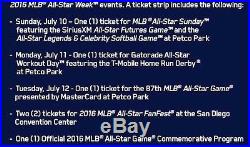 2 FULL 2016 MLB All Star Game Strips Tickets Home Run Derby San Diego Petco 7/12