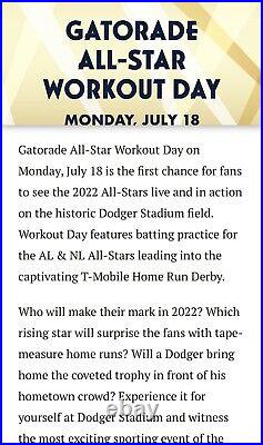 4 tickets LOGE 157 MLB ALL STAR Home Run Derby & workout Monday 7/18/22 Dodger