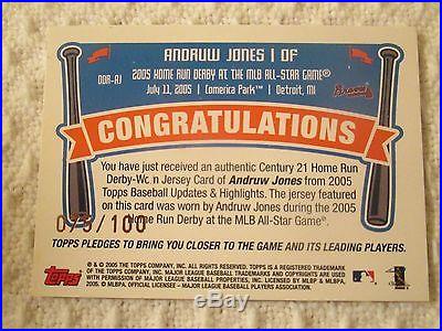 ANDRUW JONES 2005 ALL STAR GAME, TOPPS HOME RUN DERBY JERSEY CARD 75/100