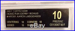 BGS 10 Black LABEL PRISTINE Topps Now AARON JUDGE Home Run HR Derby BONUS Rc