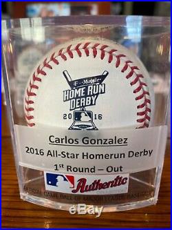 Carlos Gonzalez 2016 Home Run Derby Used Ball Rockies Game Used RD 1 Out