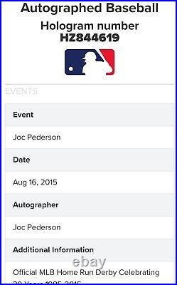JOC PEDERSON AUTOGRAPH SIGNED 2015 Home Run Derby Braves Giants Allstar Dodgers