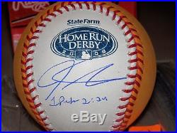 JOSH HAMILTON RANGERS 2008 AUTOGRAPHED GOLD HOME RUN DERBY BALL WithBIBLE VERSE #1