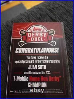 Juan Soto 2022 Topps Derby Duel WINNER 67/181 Home Run Derby Champion Redemption