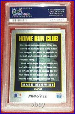 Mark Mcgwire 1993 Pinnacle #8 Home Run Club Foil Insert Psa 10? Very Sharp