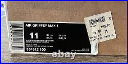 Nike Air Griffey Max 1 Home Run Derby White/Black/Turquoise 354912-100, Men's 11