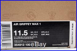 Nike Air Griffey Max 1 White/Black Turqoiuse Home Run Derby 354912-100 SZ 11.5