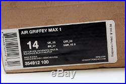 Nike Air Griffey Max 1 White/Turqoise Blue Home Run Derby 354912-100 SZ 14